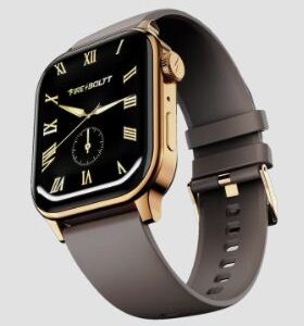 fire boltt rise bluetooth calling 47mm (1.85) & rotating crown, 123 sports smartwatch (cinnamon slate strap, free size)