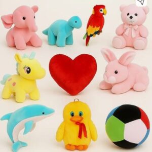 macros super soft 10 complete pack stuffed/soft toy combo of teddy bear for kids / gift 25 cm (blue, pink, yellow, black)