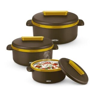 milton micronova jr. gift set inner stainless steel casserole, set of 3 (380 ml, 775 ml, 1345 ml)