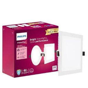 philips polycarbonate 5w square ap plus ultraglow led dl recessed led panel ceiling light (pack of 1,warm white)