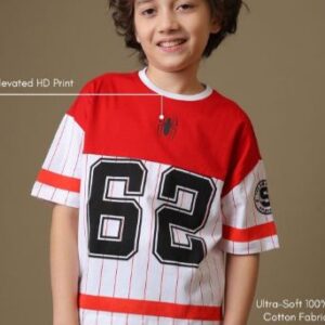 boys spiderman printed pure cotton round neck oversized tshirt